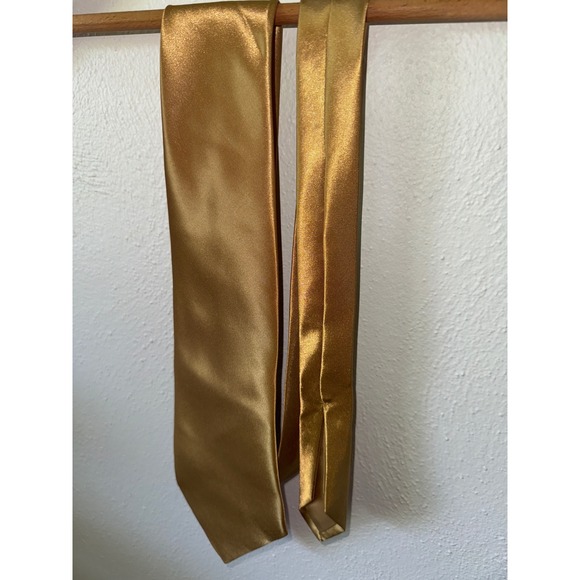Gold Necktie Metallic Shiny‎ Formal Party Prom Wedding Event Accessory - Picture 1 of 5